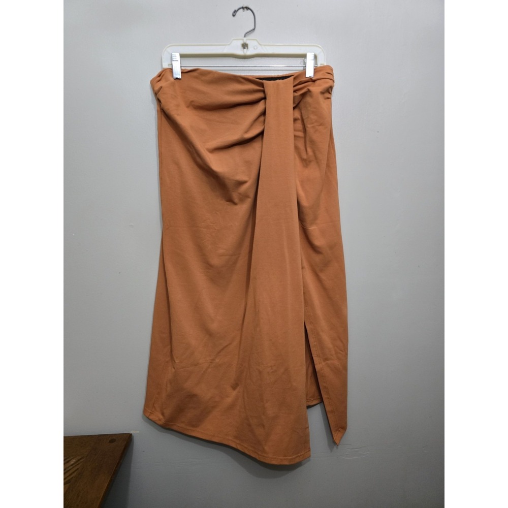 TEREA Women's Laila Faux Wrap Midi Skirt IN ADOBE Size XL NWT - Picture 5 of 11